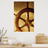 Scheepswiel en -kaart poster (Keuken)
