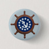 Scheepswiel, jacht vlag Pinback Button (Voorkant)