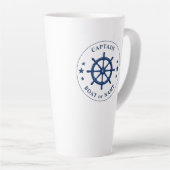 Scheepswiel Kapitein Boot of Naam Groot 2 Opzij Latte Mok (Rechterhoek)