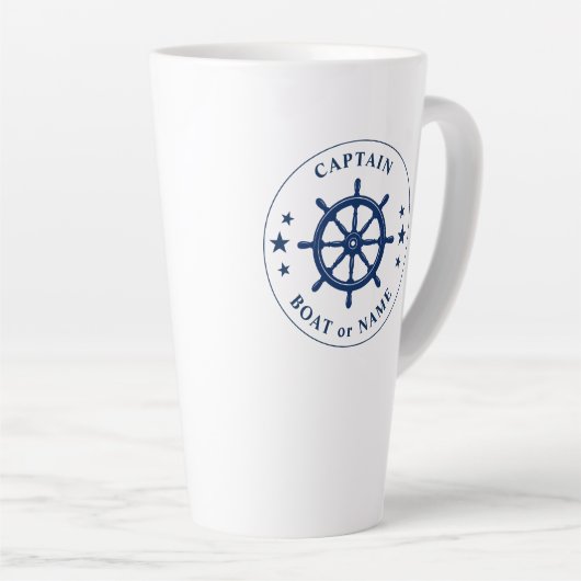 Scheepswiel Kapitein Boot of Naam Groot 2 Opzij Latte Mok (Rechterhoek)