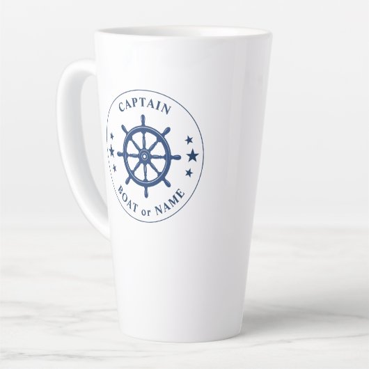 Scheepswiel Kapitein Boot of Naam Groot 2 Opzij Latte Mok (Linkerhoek)