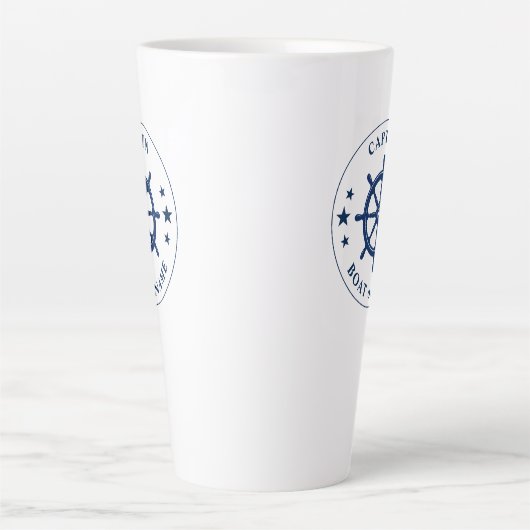 Scheepswiel Kapitein Boot of Naam Groot 2 Opzij Latte Mok (Voorkant)