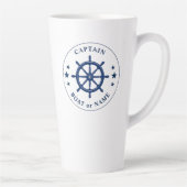 Scheepswiel Kapitein Boot of Naam Groot 2 Opzij Latte Mok (Rechts)