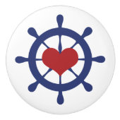 Scheepswiel met hart kuststrand keramische knop (Voorkant)