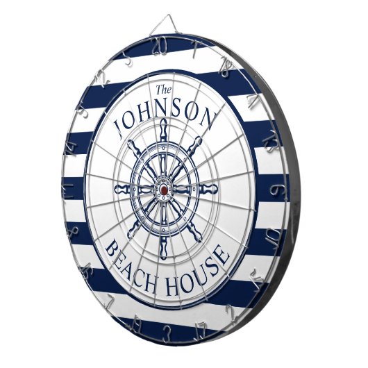 Scheepswiel met Nautical Threaded Beach House Dartbord (Voorkant Rechts)