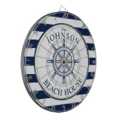 Scheepswiel met Nautical Threaded Beach House Dartbord (Voorkant Links)