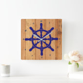 Scheepswiel met nummer aan de buitenkant vierkante klok (Huis)