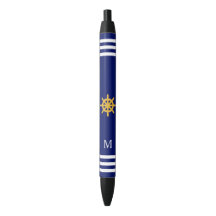 Scheepswiel & monogram op blauwe achtergrond