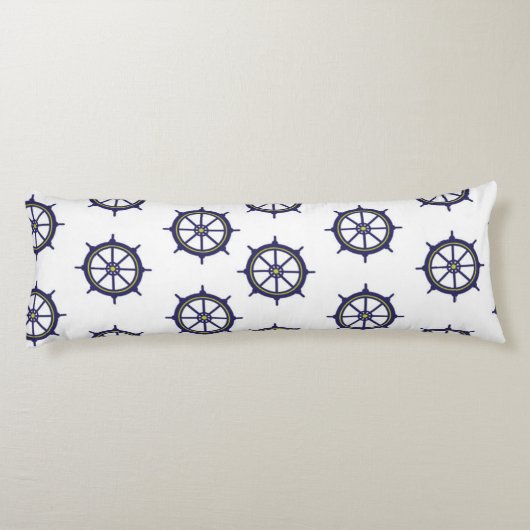 Scheepswiel Nautical Green en Blue Lichaamskussen (Achterkant)