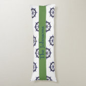 Scheepswiel Nautical Green en Blue Lichaamskussen (Voorkant Verticaal)