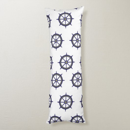 Scheepswiel Nautical Green en Blue Lichaamskussen (Achterkant (Verticaal))