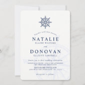 Scheepswiel nautische bruiloft uitnodiging (Voorkant)