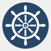 Scheepswiel nautische envelopzegel ronde sticker (Voorkant)