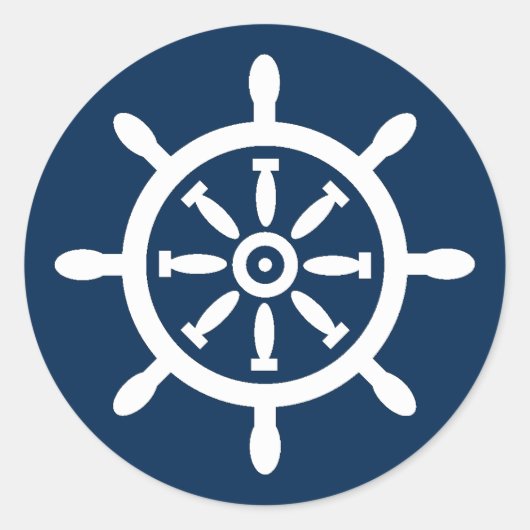 Scheepswiel nautische envelopzegel ronde sticker (Voorkant)