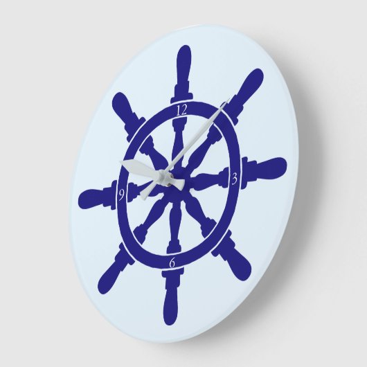 Scheepswiel op lichtste blauw grote klok (Hoek)