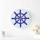 Scheepswiel op lichtste blauw grote klok (Huis)