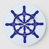 Scheepswiel op lichtste blauw grote klok (Voorkant)