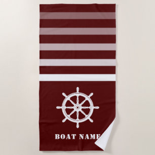 Scheepswiel Roer Uw Boot Naam Marine Rood Strandlaken