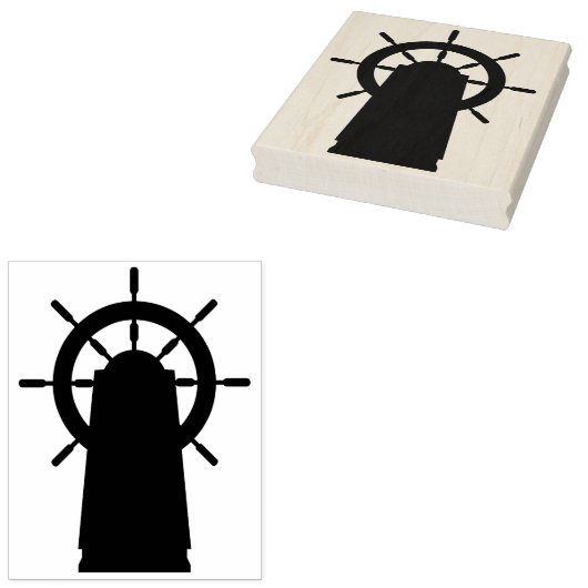 Scheepswiel Silhouette Rubber Art Stamp Rubberstempel (Gestempeld)
