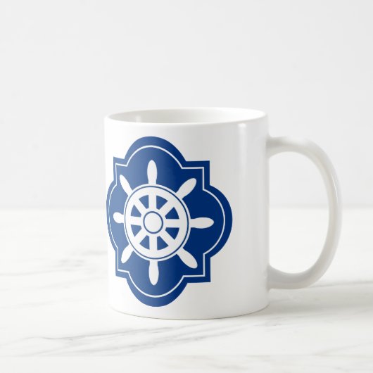 Scheepswiel van Navy Blue Silhouette Koffiemok (Rechts)
