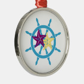 Scheepswiel & Zeester Metalen Ornament (Rechts)