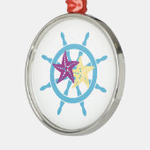 Scheepswiel & Zeester Metalen Ornament (Links)