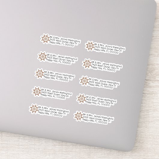 Scheepswiel Zeilen Bootvormig Retouradres Sticker (Detail)