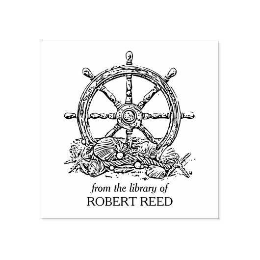  scheepswielboekplaat rubberstempel (Afrduk)