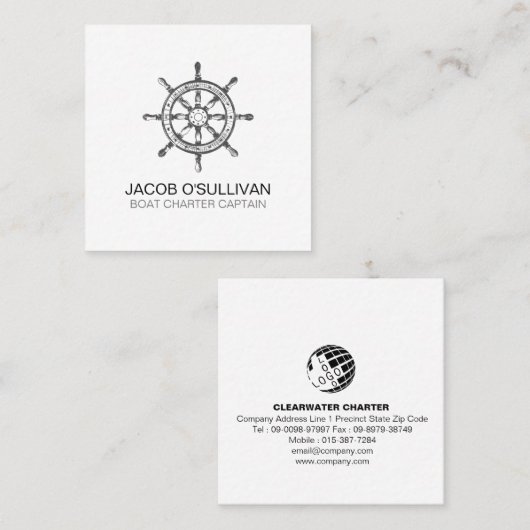 Scheepswielbootcharter Gevist Vierkante Visitekaartje (Voorkant / Achterkant)