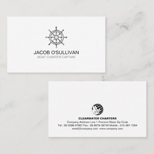 Scheepswielbootcharter Gevist Visitekaartje (Voorkant / Achterkant)