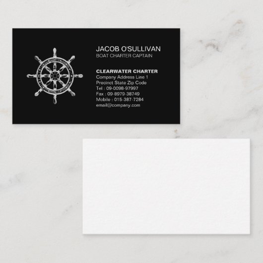 Scheepswielbootcharter Gevist Visitekaartje (Voorkant / Achterkant)