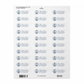 Scheepswit Marineanker Trouwadres Etiket (Full Sheet)