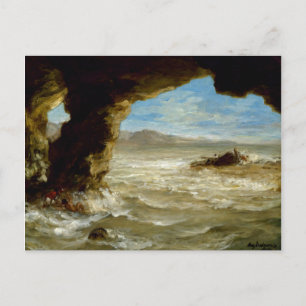Scheepswrak aan de kust briefkaart