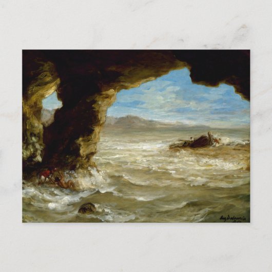 Scheepswrak aan de kust briefkaart (Voorkant)
