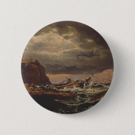 Scheepswrak aan de Noorse kust van Johan Dahl Ronde Button 5,7 Cm
