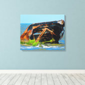 Scheepswrak Abstract blauw Canvas Afdruk (Insitu (Houten vloer))