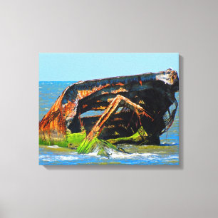 Scheepswrak Abstract blauw Canvas Afdruk