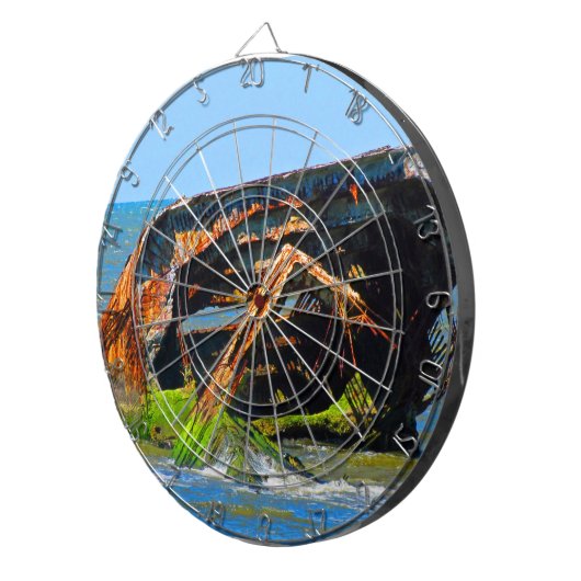 Scheepswrak Abstract blauw Dartbord (Voorkant Rechts)