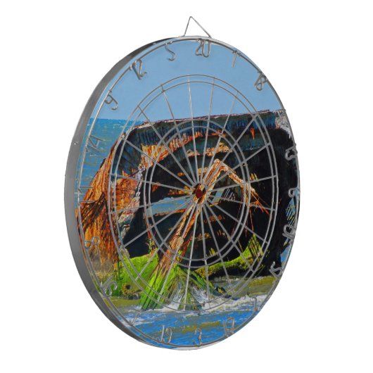 Scheepswrak Abstract blauw Dartbord (Voorkant Links)