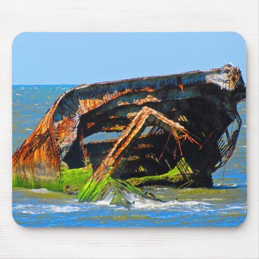 Scheepswrak Abstract blauw Muismat (Voorkant)
