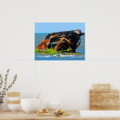 Scheepswrak Abstract blauw Poster (Keuken)