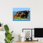 Scheepswrak Abstract blauw Poster (Thuiskantoor)