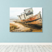 Scheepswrak beroemde boot Stuck in Point Reyes CA Canvas Afdruk (Insitu (Houten vloer))