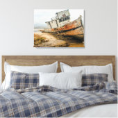 Scheepswrak beroemde boot Stuck in Point Reyes CA Canvas Afdruk (Insitu (Slaapkamer))