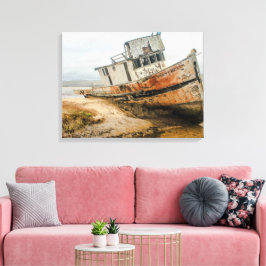Scheepswrak beroemde boot Stuck in Point Reyes CA Canvas Afdruk
