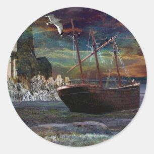 Scheepswrak bij Pixie Cove Ronde Sticker