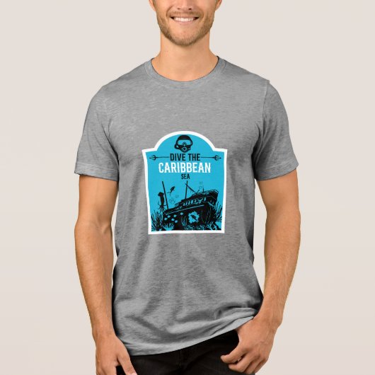Scheepswrak Diving Caribbean Tri-Blend Shirt (Voorkant)