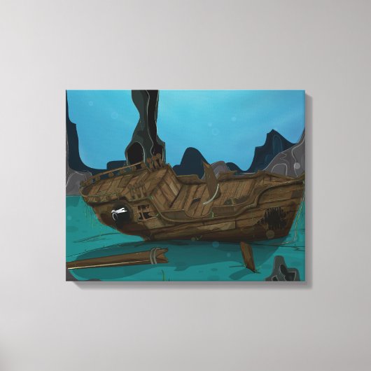 Scheepswrak onder water canvas afdruk (Voorkant)