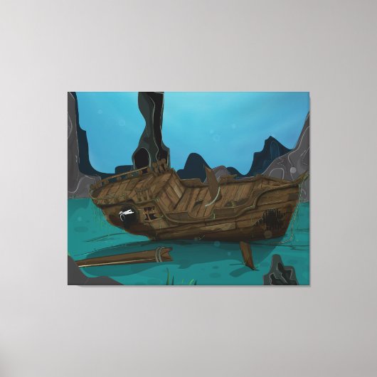 Scheepswrak onder water canvas afdruk (Voorkant)