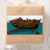 Scheepswrak onder water etiket (Insitu)